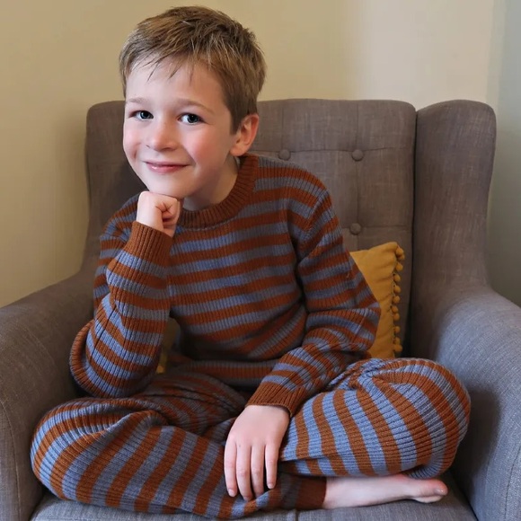 Kuling Other - Kuling Kids Merino Wool Leggings Size 122/128 Brown Blue Striped